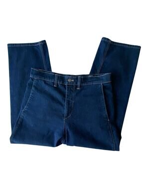 Vince Jeans High Waist Utility Trouser Blue Twist Seam Barrel Crop Boho Size 29